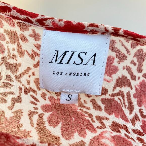 MISA Sandra Ruffled Chiffon Top Floral sz S - Picture 12 of 14